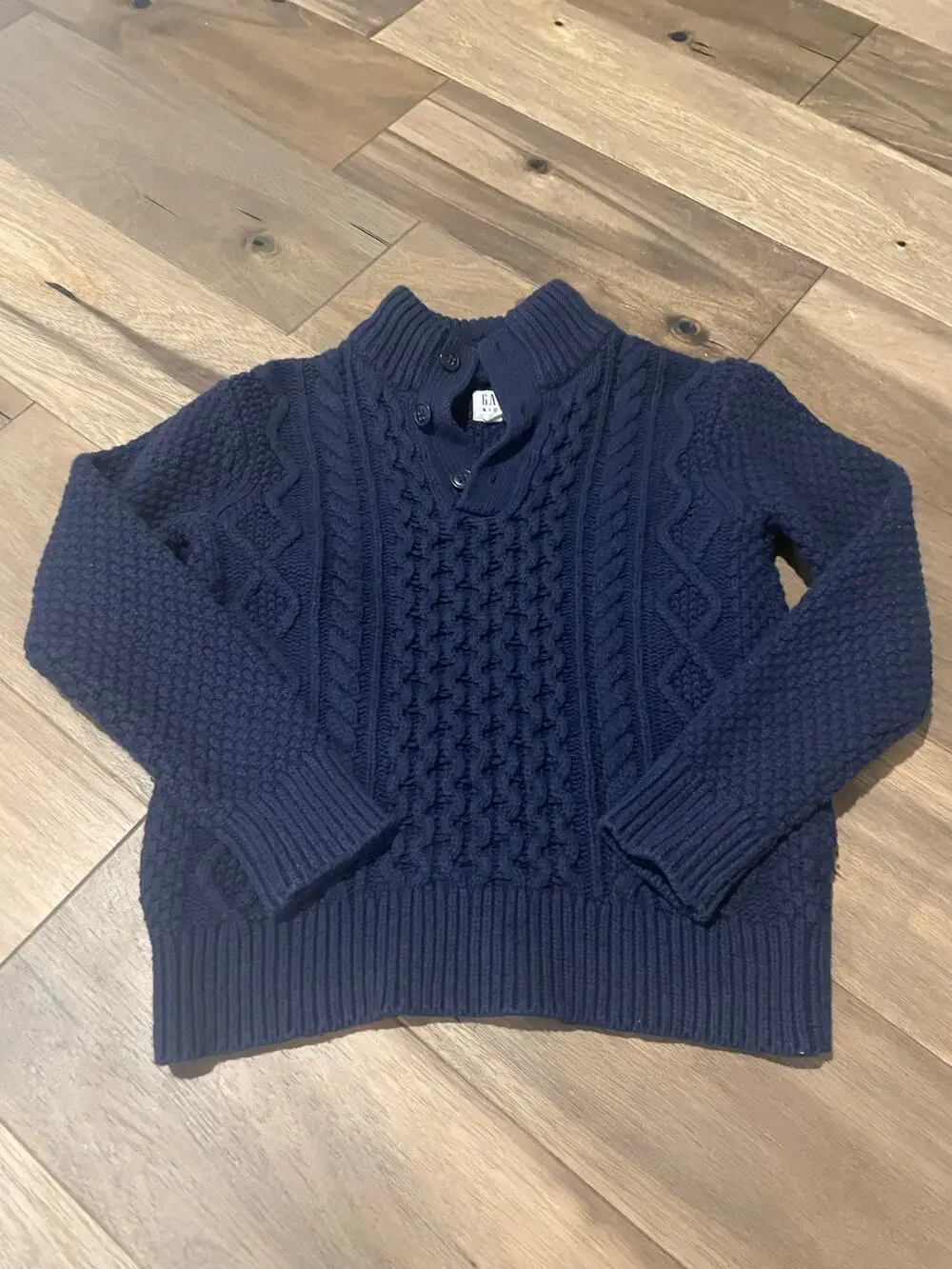 GAP Navy Knit Sweater with Fleece Collar – Size Medium